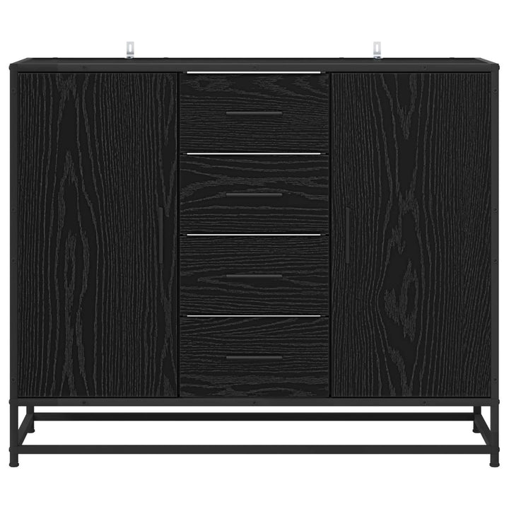 Sideboard Svart Ek 92 X 35 X 76 Cm Konstruerat Trä