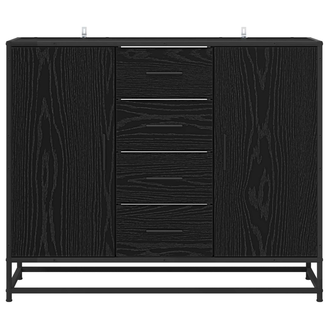 Sideboard Svart Ek 92 X 35 X 76 Cm Konstruerat Trä