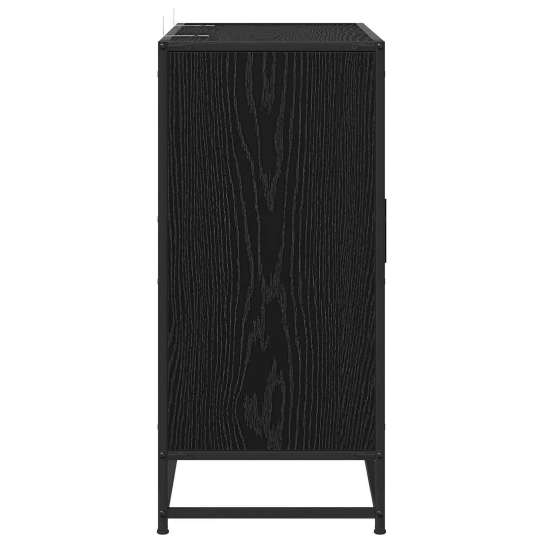 Sideboard Svart Ek 92 X 35 X 76 Cm Konstruerat Trä