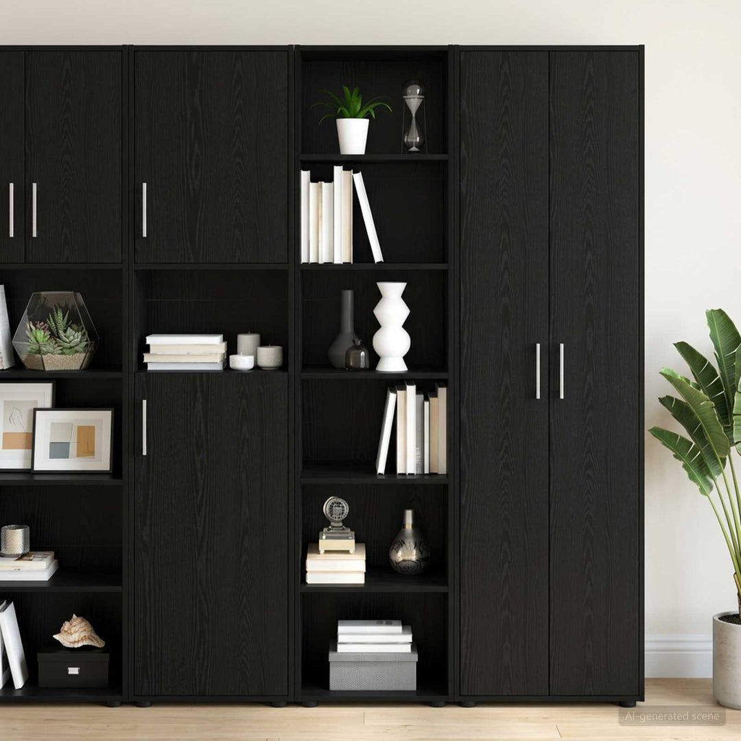 Sideboard Svart Ek 45 X 41 X 185 Cm Konstruerat Trä