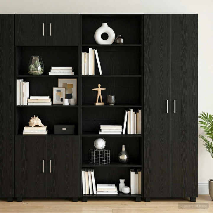 Sideboard Svart Ek 70 X 41 X 185 Cm Konstruerat Trä