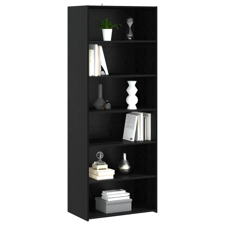 Sideboard Svart Ek 70 X 41 X 185 Cm Konstruerat Trä