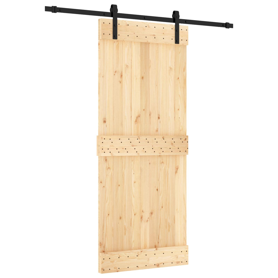 Skjutdörr Naturlig Och Svart 85 X 210 Cm Massiv Furuträdörr