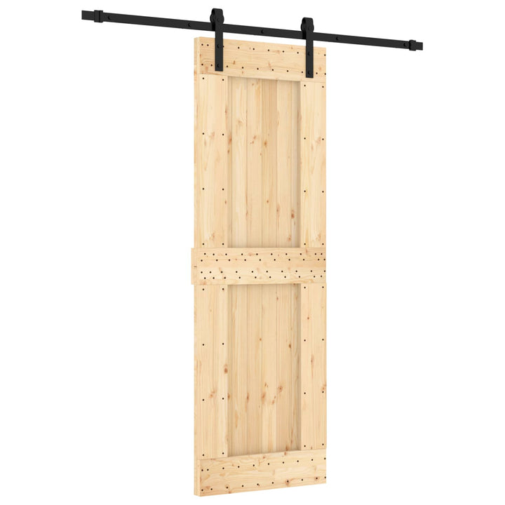 Skjutdörr Naturlig Och Svart 70 X 210 Cm Massiv Furuträdörr