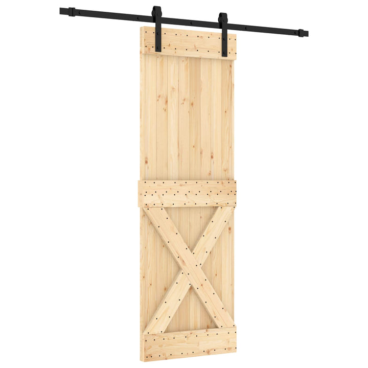 Skjutdörr Naturlig Och Svart 70 X 210 Cm Massiv Furuträdörr