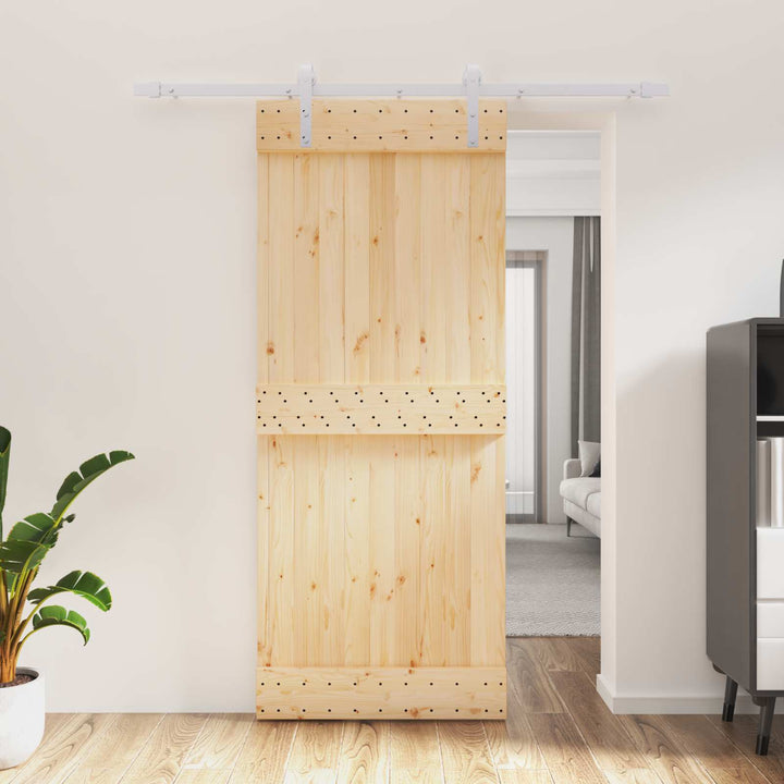 Skjutdörr Naturlig Och Vit 85 X 210 Cm Massiv Furuträdörr