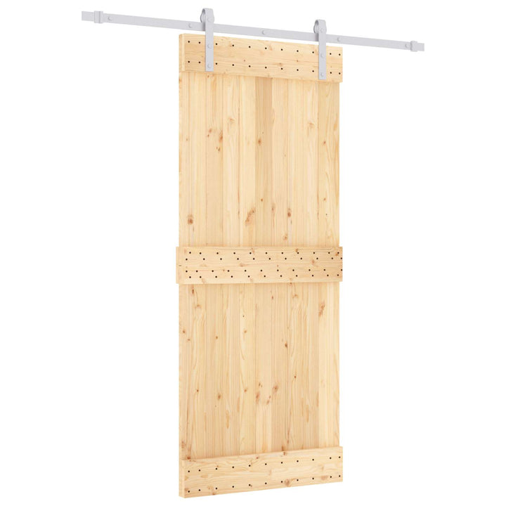 Skjutdörr Naturlig Och Vit 85 X 210 Cm Massiv Furuträdörr