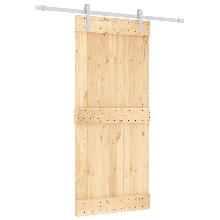 Skjutdörr Naturlig Och Vit 90 X 210 Cm Massiv Furuträdörr