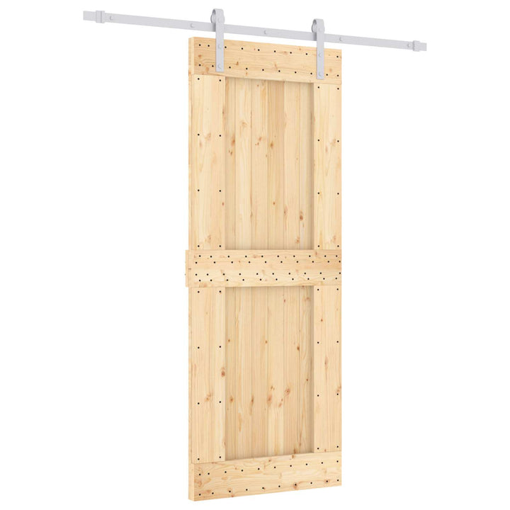 Skjutdörr Naturlig Och Vit 80 X 210 Cm Massiv Furuträdörr