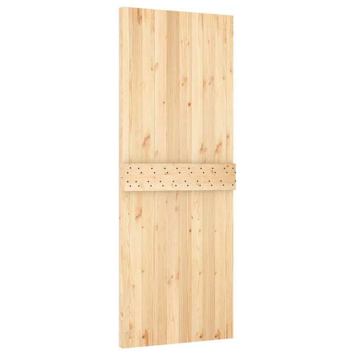 Skjutdörr Naturlig Och Vit 80 X 210 Cm Massiv Furuträdörr
