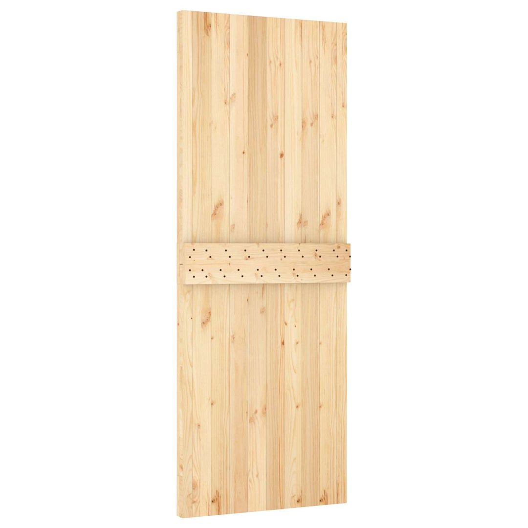 Skjutdörr Naturlig Och Vit 80 X 210 Cm Massiv Furuträdörr