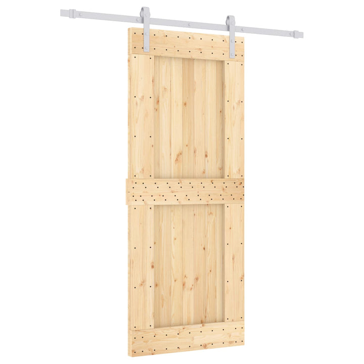 Skjutdörr Naturlig Och Vit 85 X 210 Cm Massiv Furuträdörr