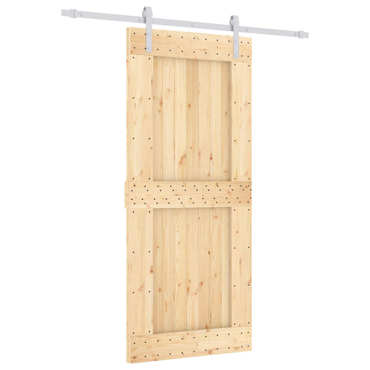 Skjutdörr Naturlig Och Vit 90 X 210 Cm Massiv Furuträdörr