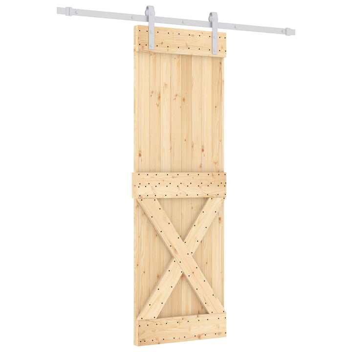 Skjutdörr Naturlig Och Vit 70 X 210 Cm Massiv Furuträdörr