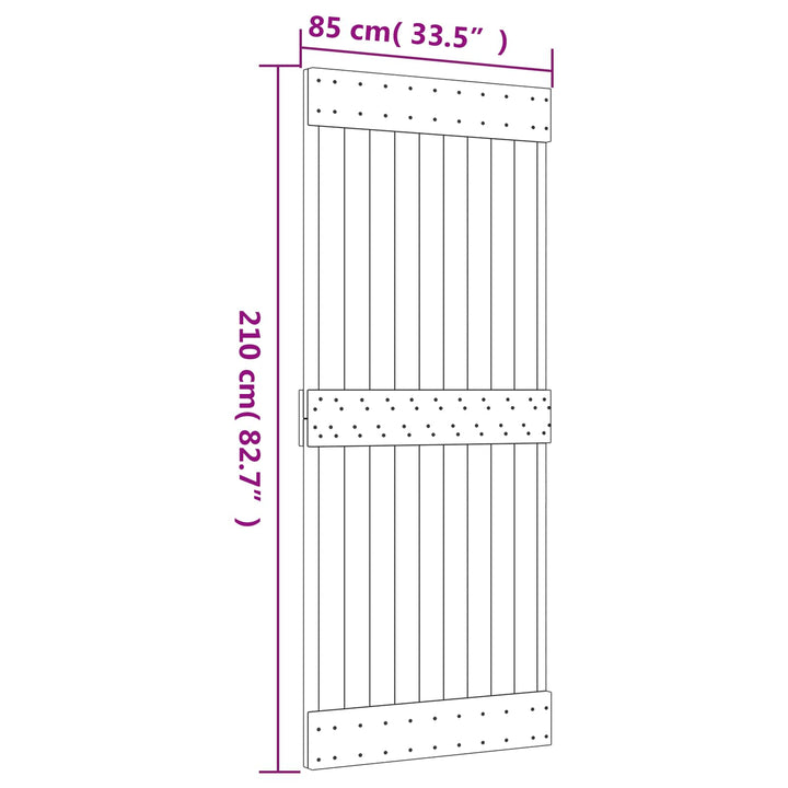 Skjutdörr Naturlig Och Vit 85 X 210 Cm Massiv Furuträdörr