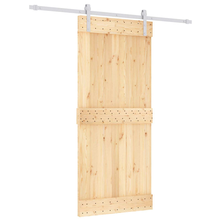 Skjutdörr Naturlig Och Vit 90 X 210 Cm Massiv Furuträdörr