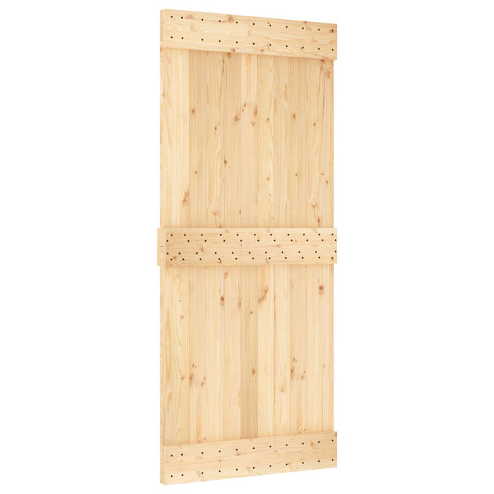 Skjutdörr Naturlig Och Vit 90 X 210 Cm Massiv Furuträdörr