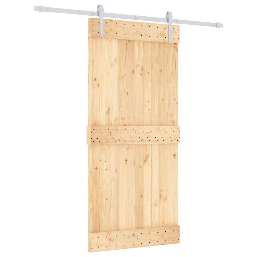 Skjutdörr Naturlig Och Vit 95 X 210 Cm Massiv Furuträdörr