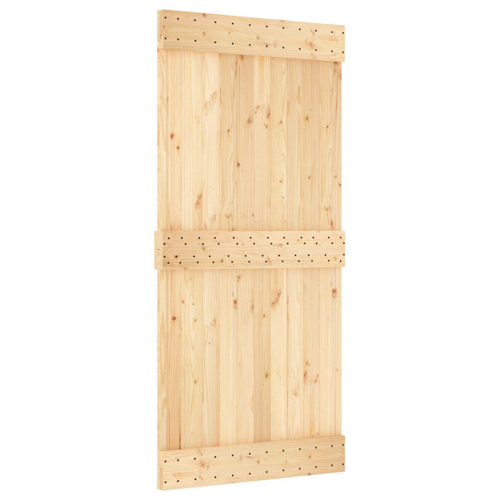 Skjutdörr Naturlig Och Vit 95 X 210 Cm Massiv Furuträdörr