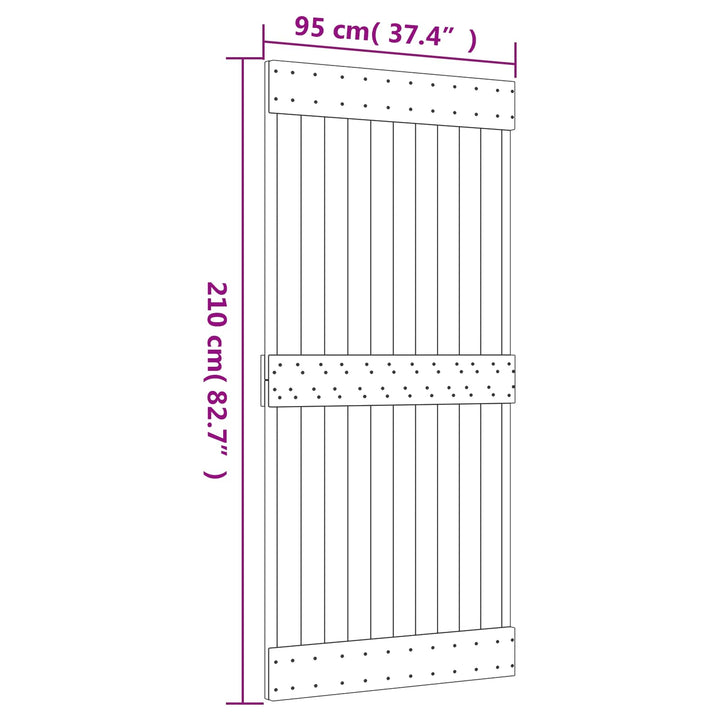 Skjutdörr Naturlig Och Vit 95 X 210 Cm Massiv Furuträdörr
