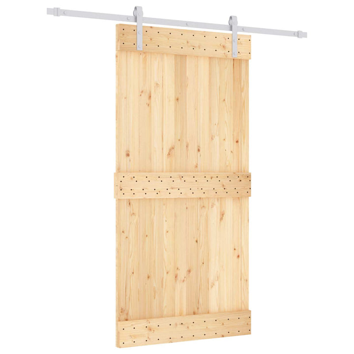 Skjutdörr Naturlig Och Vit 100 X 210 Cm Massiv Furuträdörr