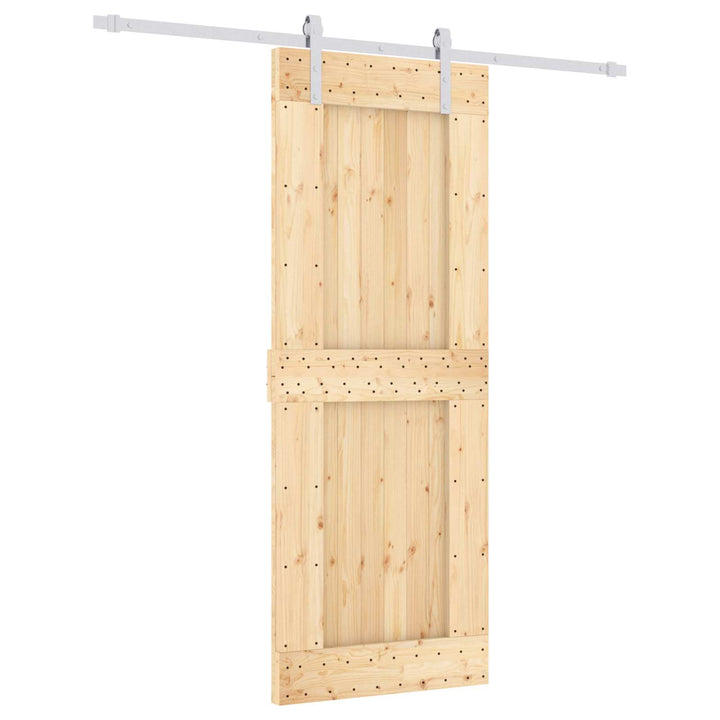 Skjutdörr Naturlig Och Vit 80 X 210 Cm Massiv Furuträdörr