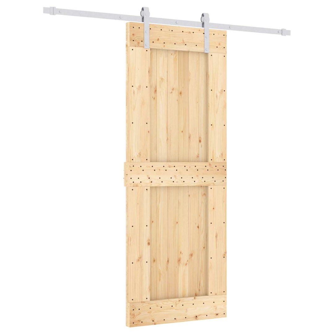Skjutdörr Naturlig Och Vit 80 X 210 Cm Massiv Furuträdörr