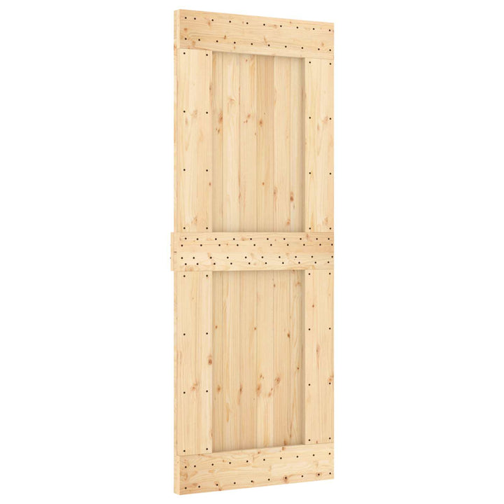 Skjutdörr Naturlig Och Vit 80 X 210 Cm Massiv Furuträdörr