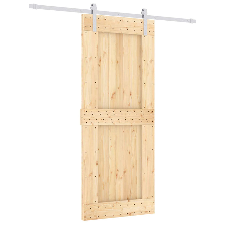 Skjutdörr Naturlig Och Vit 85 X 210 Cm Massiv Furuträdörr