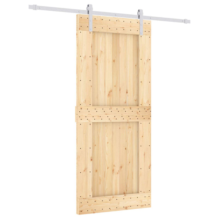 Skjutdörr Naturlig Och Vit 90 X 210 Cm Massiv Furuträdörr