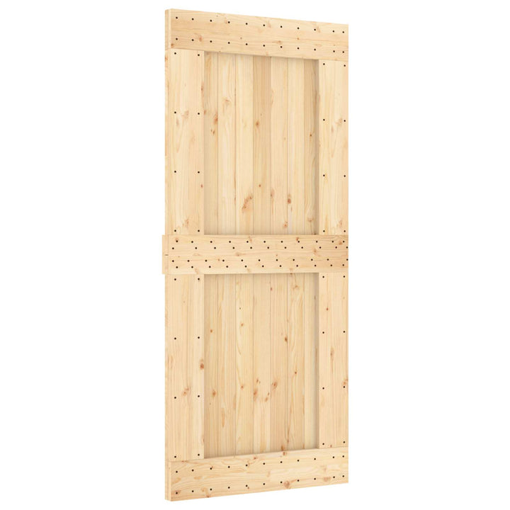 Skjutdörr Naturlig Och Vit 90 X 210 Cm Massiv Furuträdörr