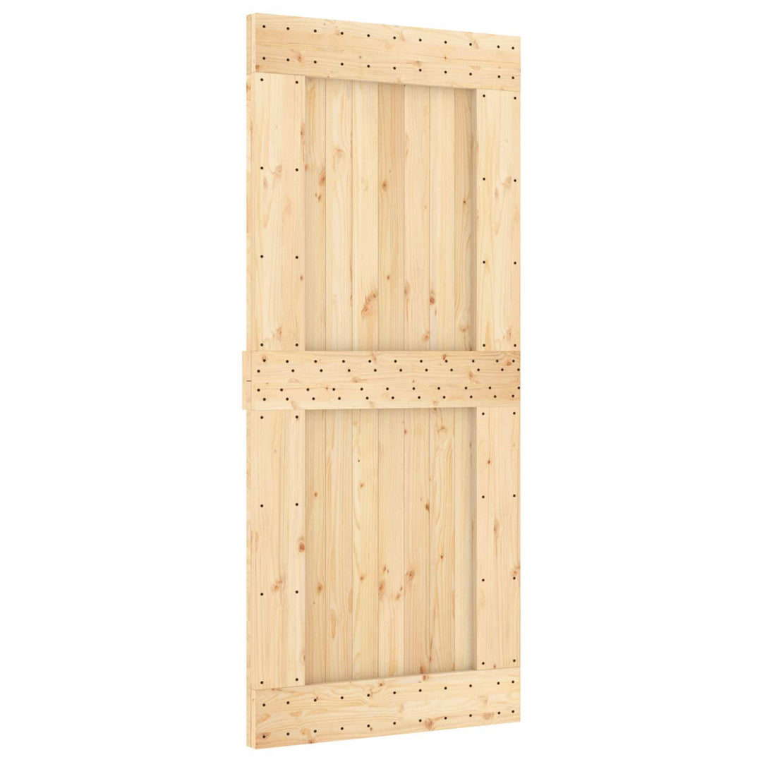 Skjutdörr Naturlig Och Vit 90 X 210 Cm Massiv Furuträdörr