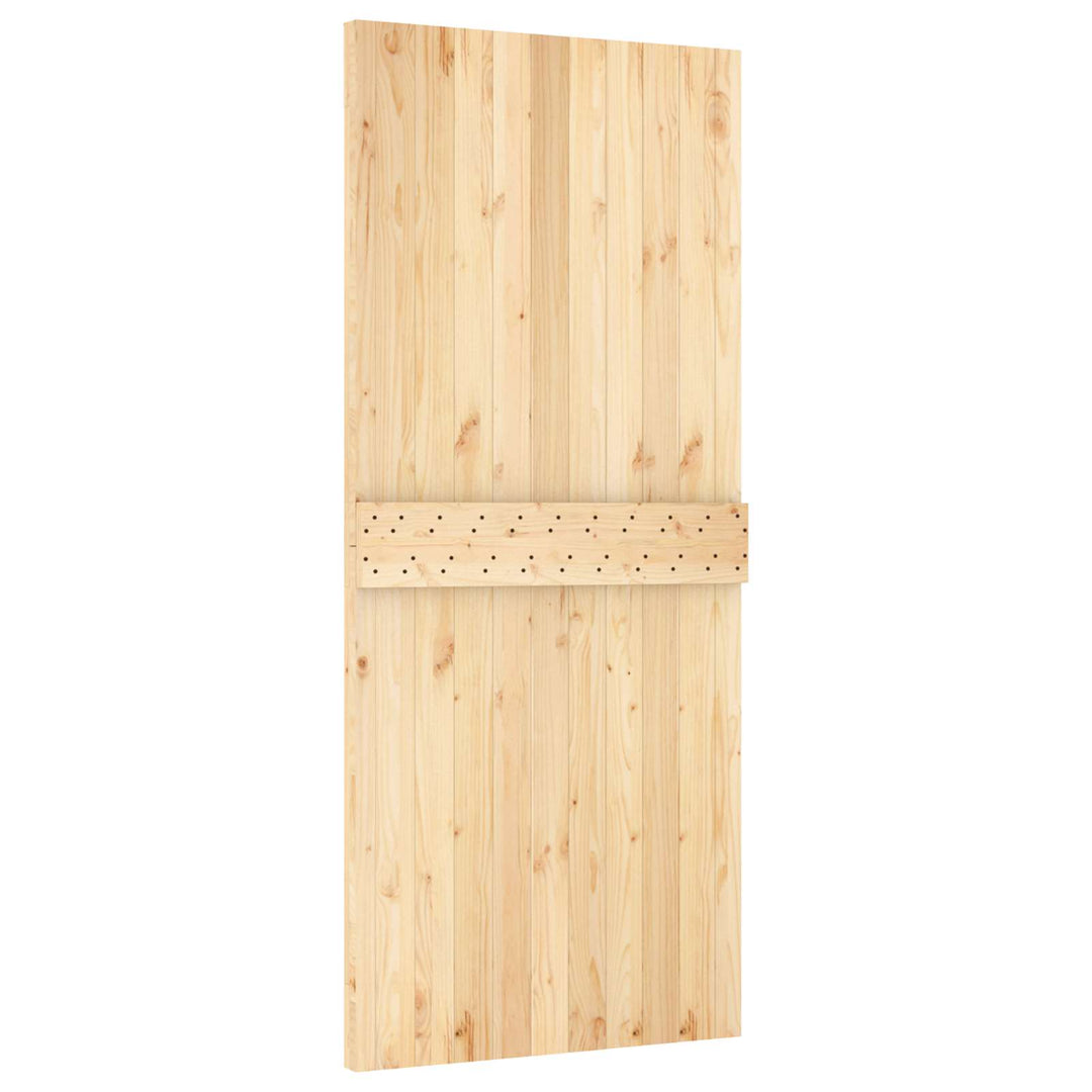 Skjutdörr Naturlig Och Vit 90 X 210 Cm Massiv Furuträdörr
