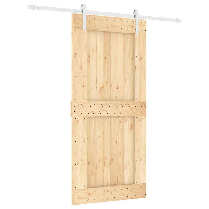 Skjutdörr Naturlig Och Vit 95 X 210 Cm Massiv Furuträdörr