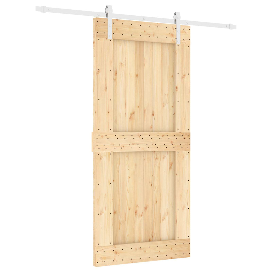 Skjutdörr Naturlig Och Vit 95 X 210 Cm Massiv Furuträdörr