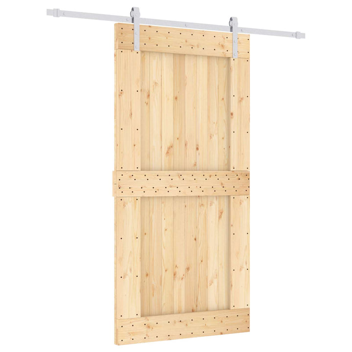 Skjutdörr Naturlig Och Vit 100 X 210 Cm Massiv Furuträdörr