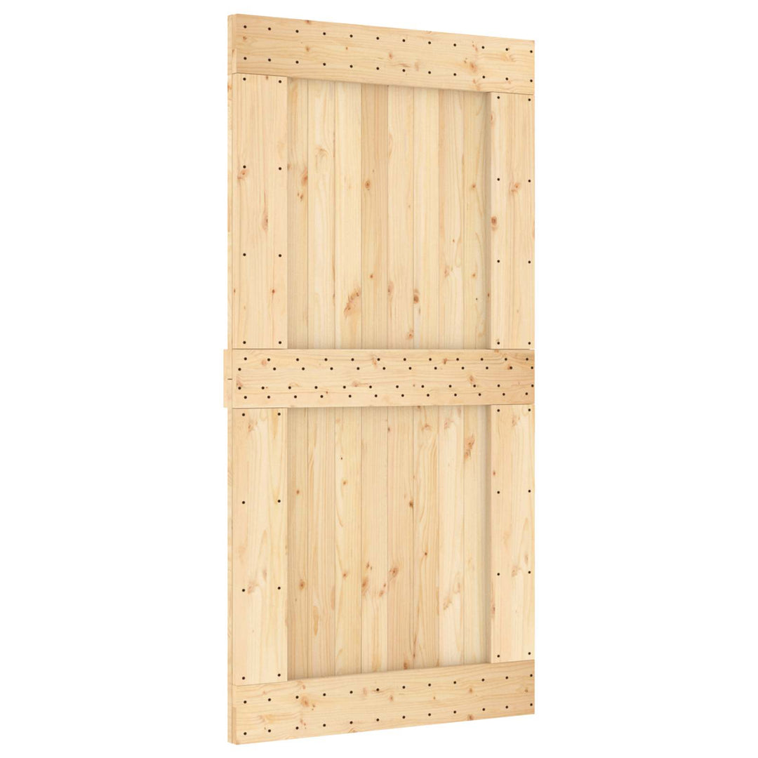Skjutdörr Naturlig Och Vit 100 X 210 Cm Massiv Furuträdörr