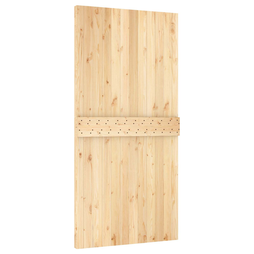 Skjutdörr Naturlig Och Vit 100 X 210 Cm Massiv Furuträdörr