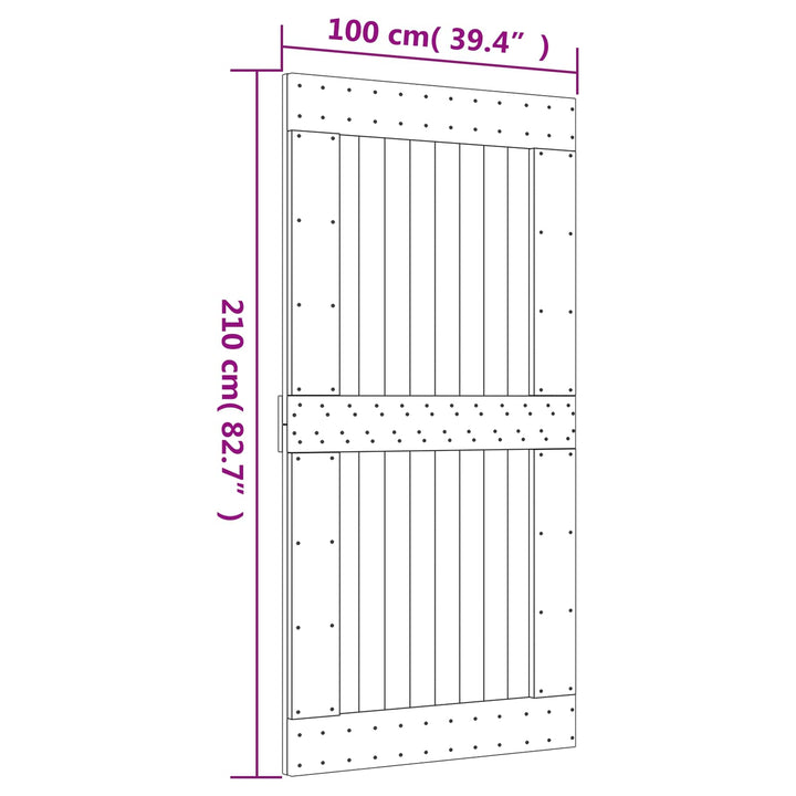 Skjutdörr Naturlig Och Vit 100 X 210 Cm Massiv Furuträdörr