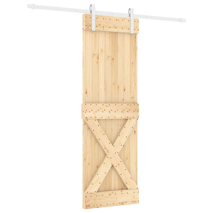 Skjutdörr Naturlig Och Vit 70 X 210 Cm Massiv Furuträdörr