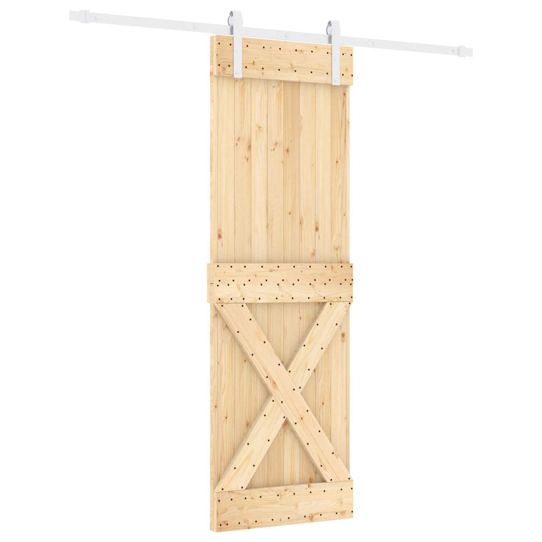 Skjutdörr Naturlig Och Vit 70 X 210 Cm Massiv Furuträdörr
