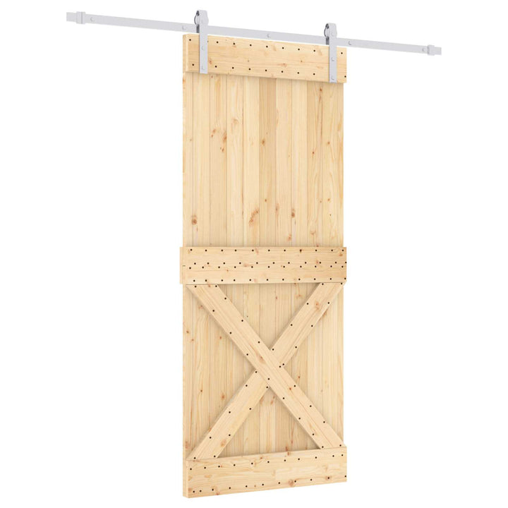 Skjutdörr Naturlig Och Vit 85 X 210 Cm Massiv Furuträdörr