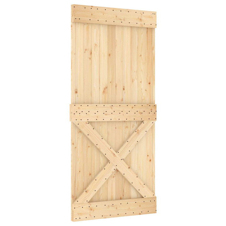 Skjutdörr Naturlig Och Vit 95 X 210 Cm Massiv Furuträdörr