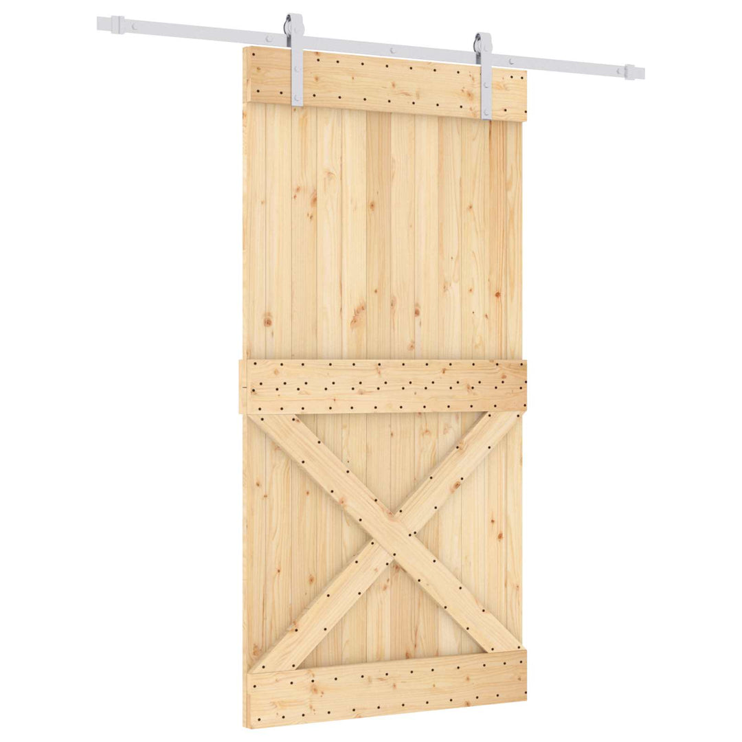 Skjutdörr Naturlig Och Vit 100 X 210 Cm Massiv Furuträdörr