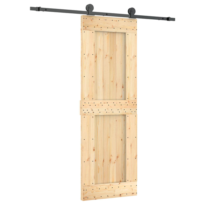 Skjutdörr Naturlig Och Svart 70 X 210 Cm Massiv Furuträdörr