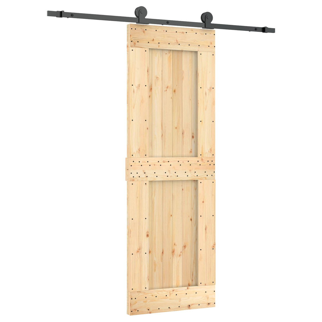 Skjutdörr Naturlig Och Svart 70 X 210 Cm Massiv Furuträdörr