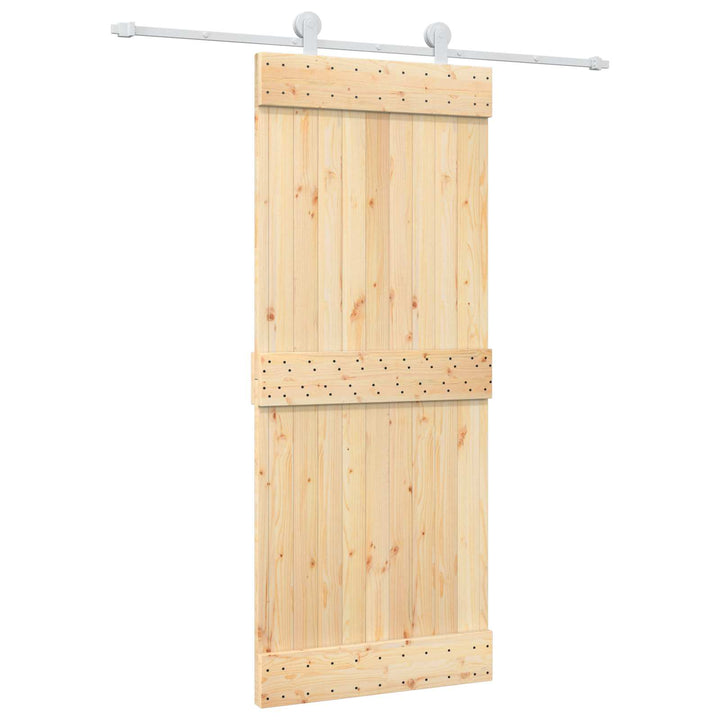 Skjutdörr Naturlig Och Vit 85 X 210 Cm Massiv Furuträdörr