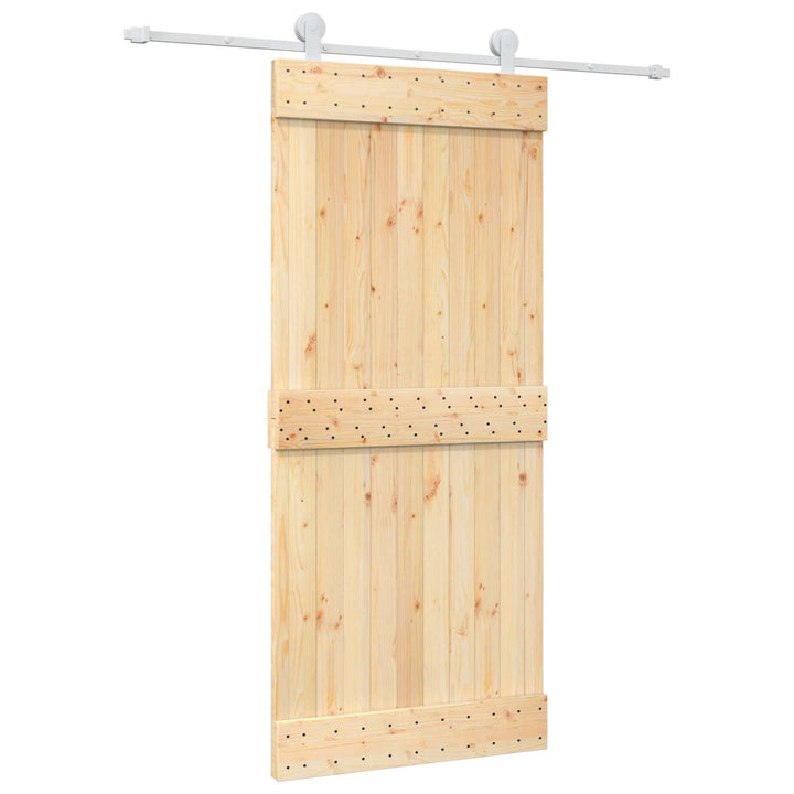 Skjutdörr Naturlig Och Vit 90 X 210 Cm Massiv Furuträdörr