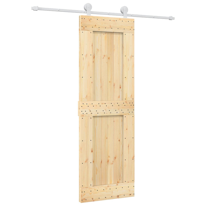 Skjutdörr Naturlig Och Vit 70 X 210 Cm Massiv Furuträdörr