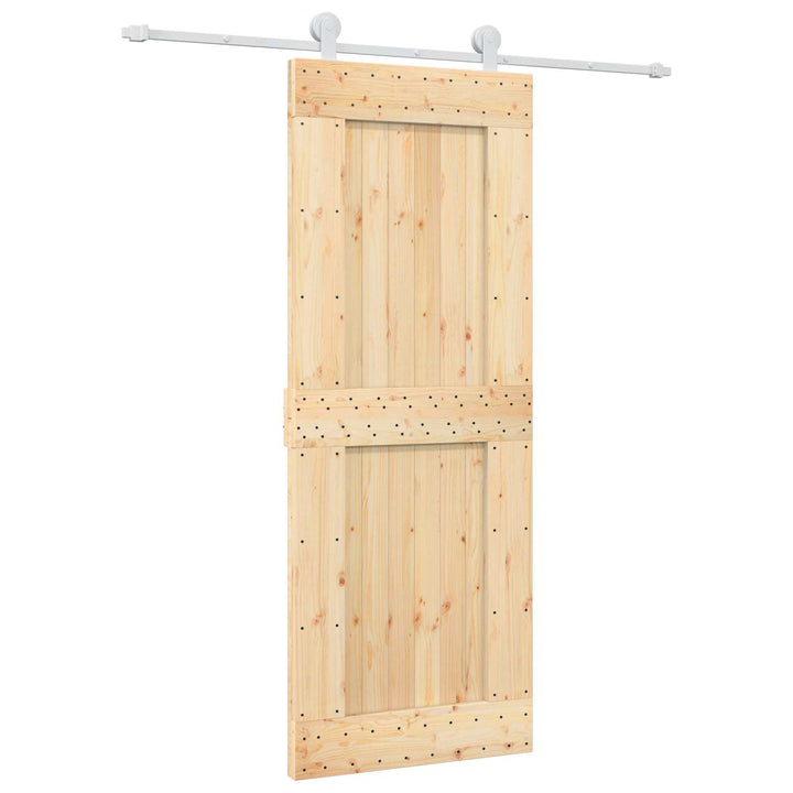 Skjutdörr Naturlig Och Vit 80 X 210 Cm Massiv Furuträdörr